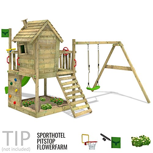 Spielhaus-mit-Rutsche-DonkeyDome-Holz